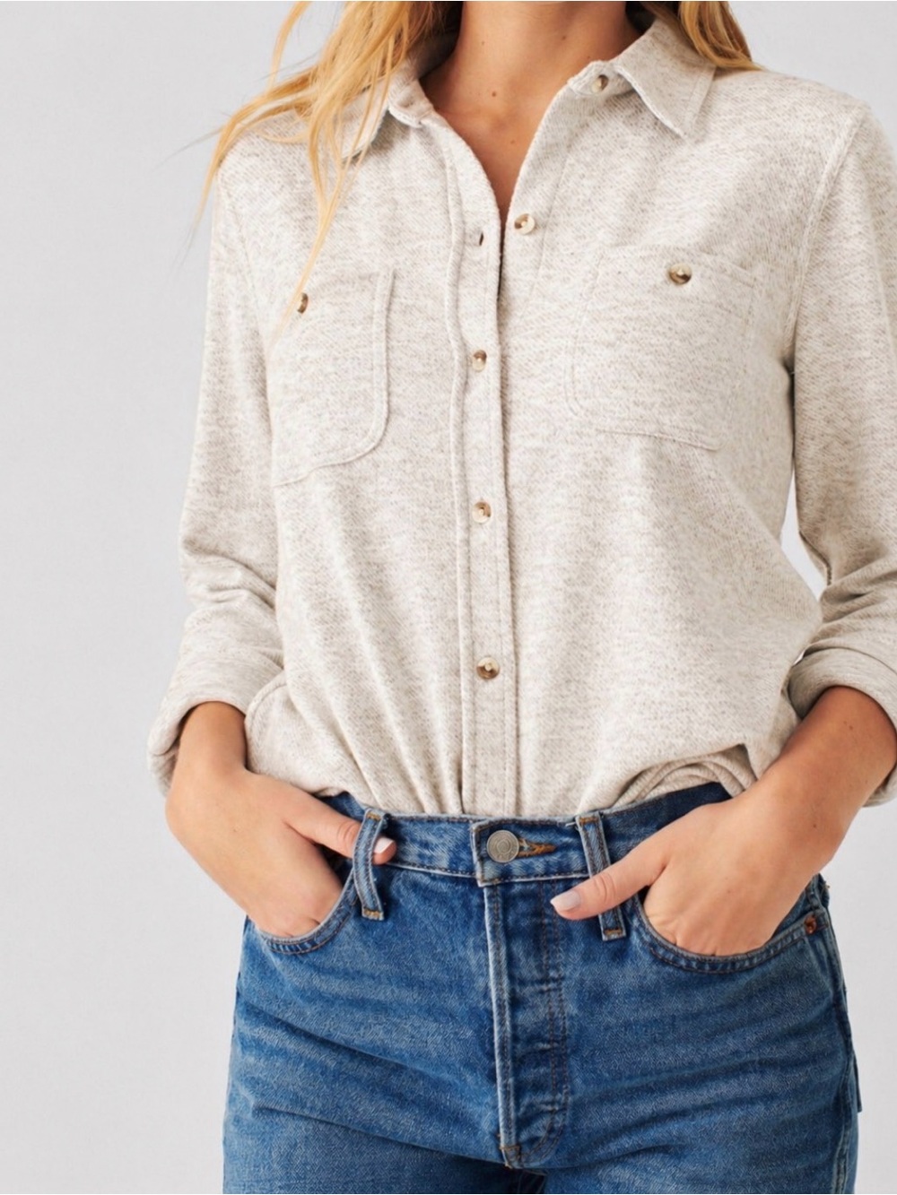 Faherty Legend Sweater Shirt in Oatmeal Size Large
